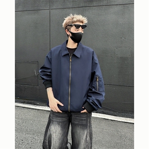 新款春秋美式宽松痞帅翻领飞行夹克复古百搭工装外套男士6185-P50图片