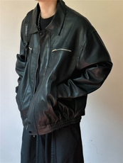 现货-水洗质感复古皮外套男pu机车服潮牌痞帅夹克-AP23106-P115，男装夹克，电商A351