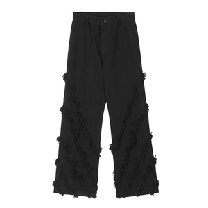 美式vibe风高街ins设计感流苏毛边牛仔裤男宽松直筒裤WL81800-P55图片
