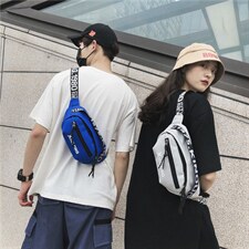 新款夏季字母拉链时尚情侣印花时尚潮流腰包牛津布斜跨包，鞋类箱包男包，星座510A-2