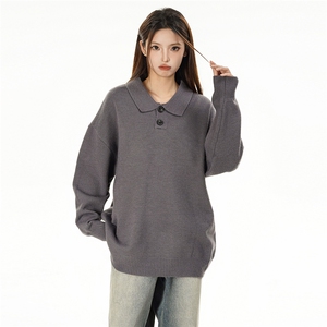 特批新款女模绵羊绒翻领高品质休闲毛衣针织衫A268-M501特批48图片