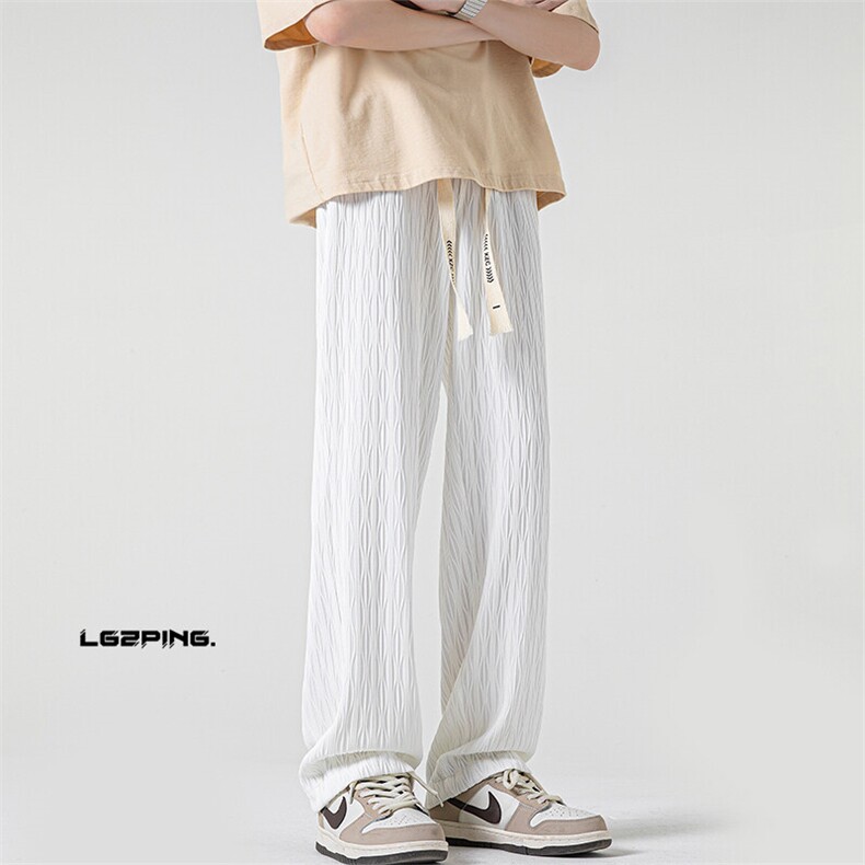 2025秋季新款无影墙大码港风高弹拖地冰丝裤M-5XHK23379-特P35，男装休闲裤，电商A022