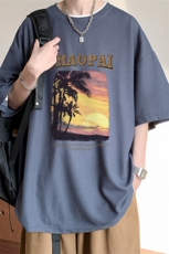 ！2023夏季新款男士华夫格短袖T恤复古半袖体恤TXH307P25，男装T恤，电商B220