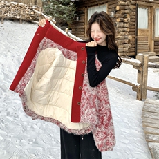 红色独特超好看提花羽绒服女2025冬季小个子减龄保暖90白鸭绒外套，女装羽绒服，2C176
