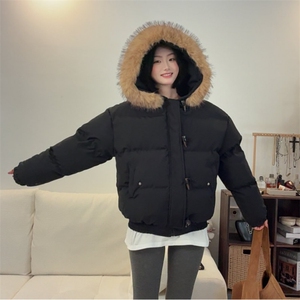 韩版纯色大毛领面包服情侣棉服 514-923-P108图片