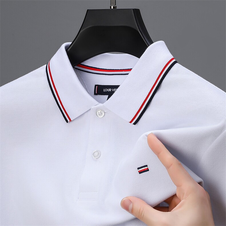 高端纯棉短袖T恤男2024夏季新款翻领全棉商务休闲纯色Polo衫男，男装Polo衫，电商B212（原钱塘6029）