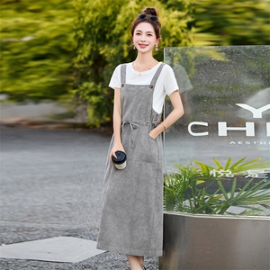 薄款天丝牛仔连衣裙女夏季新款宽松妈妈减龄T恤背带裙图片