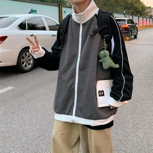新款潮ins港风韩版潮流秋季男装棒球服慵懒风开衫卫衣 W1640-P40图片