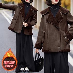 冬天大翻领羊羔毛皮毛一体羊羔绒厚外套女秋冬2024新款高级感图片