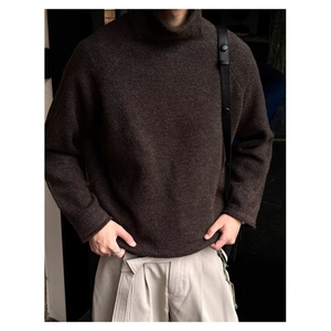 秋冬季半高领毛衣男士加绒加厚款新款毛线衣保暖打底上衣男针织衫图片