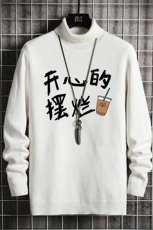 高领毛衣男士大码内搭毛线衣男网格GM45348-P45加绒款-P65，男装针织衫/毛衣，电商A040A