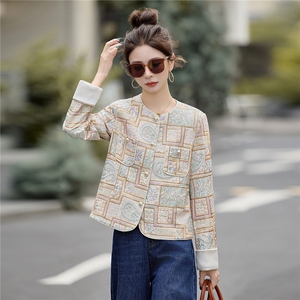 新中式重工刺绣短外套女2026春秋新款小香风亮片宽松汉服上衣图片