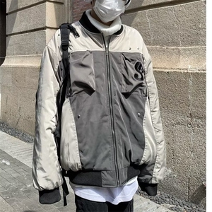 美式复古拼色机能风飞行夹克棉服男2025秋冬新款工装休闲宽松外套图片