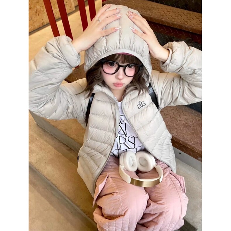 排骨羽绒棉服女轻薄款短款连帽2025秋冬新款韩系情侣保暖外套图片