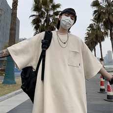 2024夏季设计港风麂皮绒短袖t恤男重磅宽松情侣，男装T恤，星座716-2