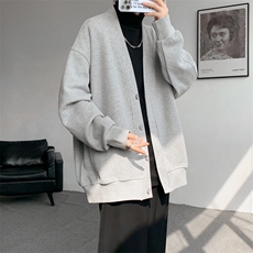 纯色开衫外套M~8XL大码高级感重磅宽松华夫格慵懒卫衣KS2101/P60，女装短外套，电商B238