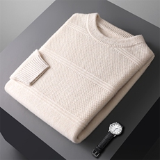 时尚男羊毛圆领针织衫商务休闲简约百搭保暖毛衣青年潮流长袖上衣男装，男装羊毛衫，冬季工坊