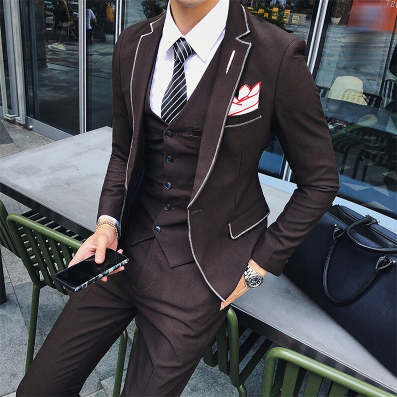 秋冬款缝边工艺西服套装三件套男西装外套A470-TZ95,男装西服套装,电商A207