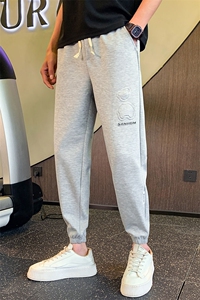 白色2023春夏装男士九分裤青年束脚运动卫裤休闲裤潮K137-P65控98图片