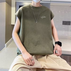 可设48小时发货支持抖音得物来样二开240克重磅美式麂皮绒背心t恤图片