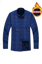 高档秋冬加绒加厚格子衬衣男长袖衬衫加肥加大码XL-9XL1509款P95，男装衬衫，星座802