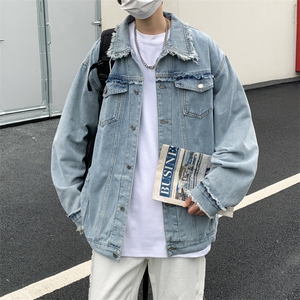潮牌复古工装外套男港风原宿宽松休闲帅气牛仔夹克JK02014-P55图片