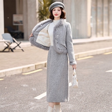 小香风羽绒服套装女白鸭绒加厚保暖狐狸毛拼接短款外套冬，女装套装/套裙，衣之秀