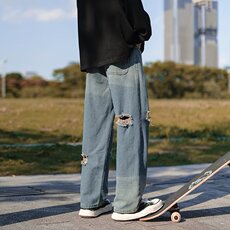 牛仔裤男秋季潮大码休闲裤子高街N5016P43，男装牛仔裤，星座1116-2