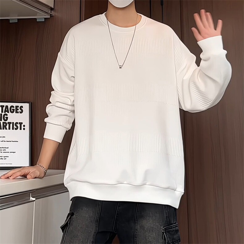 S8009/P35春装新款现货毛毯平铺个性提花宽松卫衣男上衣T恤外套男,男装T恤,电商A141