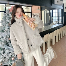 新品！！浅灰色皮毛一体2C203-6613-P215-K318，女装棉衣/棉服，2C203