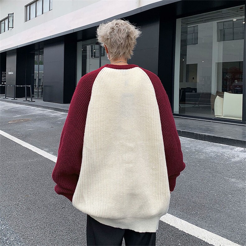 MY9213-P45美式鹿皮绒刺绣拼色圆领毛衣,男装针织衫/毛衣,星座1501-1