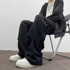 休闲裤男士韩版潮流褶皱做旧宽松帅气2024冬季ins长裤K5884-P55，男装休闲裤，星座412-2