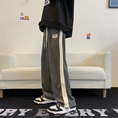 灯芯绒裤子男潮牌编织带拼接卫裤oversize高街休闲裤K0710-P40，男装休闲裤，星座308B-2