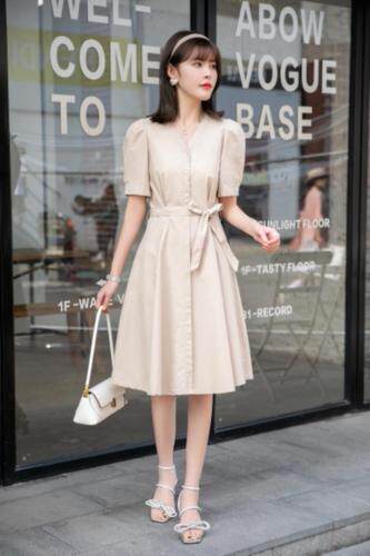 水洗棉连衣裙，女装连衣裙，英利伊人