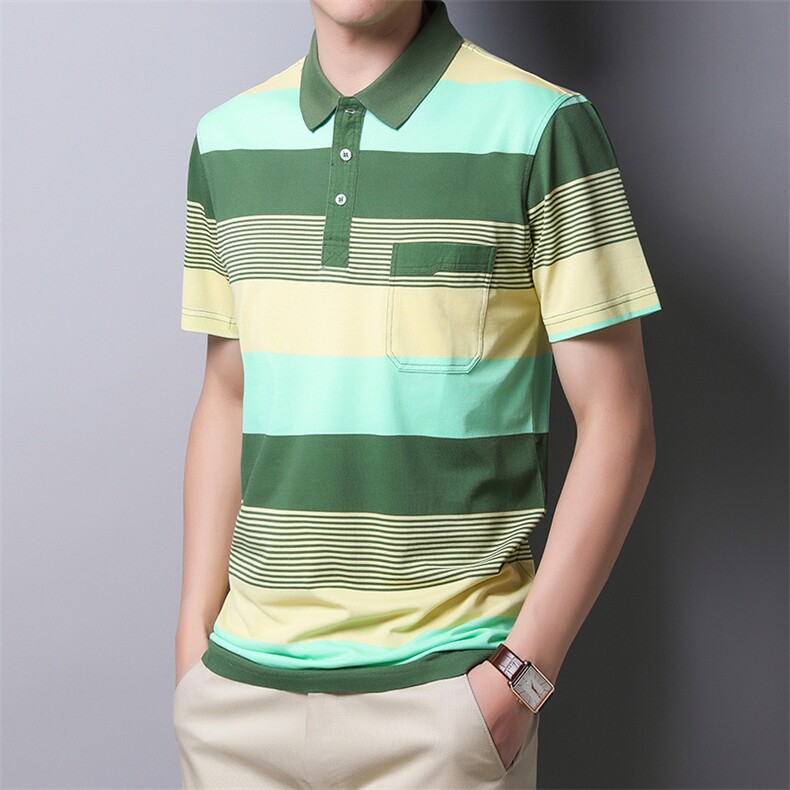 百搭时尚polo男士短袖上衣条纹夏季宽松中年潮流T恤HM1706-P55,男装Polo衫,星座1105-3
