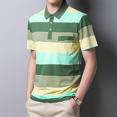 百搭时尚polo男士短袖上衣条纹夏季宽松中年潮流T恤HM1706-P55，男装Polo衫，星座1105-3