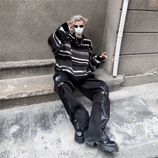 条纹美式复古毛衣男女套头慵懒情侣秋冬季针织衫外套91662-p52，男装针织衫/毛衣，星座1008-1