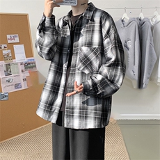衬衫男2025秋季新款港风格子休闲长袖衬衣CS606-特P28无差价，男装衬衫，星座214-3