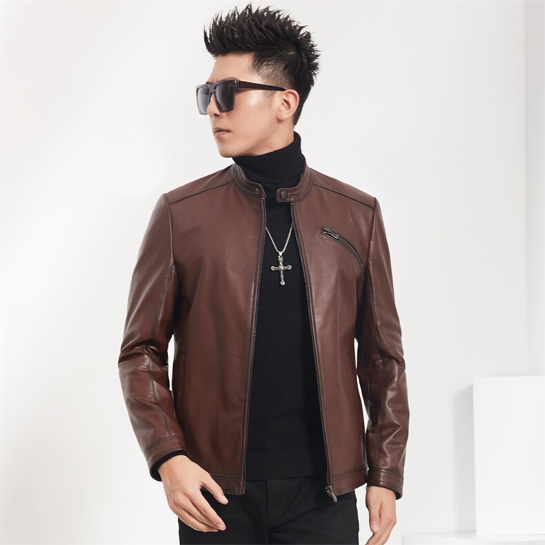 2023秋冬新款海宁皮衣男牛皮夹克韩版机车男装P600，男装皮衣，电商B360