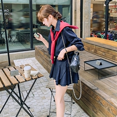 24秋装设计款牛仔衬衫+牛仔裤裙+披肩三件套2C239-SS21-P160-K238，女装套装/套裙，2C239