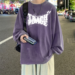 品质 重磅纯棉 美式蜡染水洗做旧潮牌宽松长袖t恤 CT310特P38图片