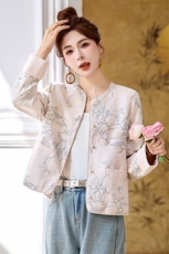 新中式刺绣外套女妈妈装2025年春季新款复古休闲气质优雅短款上衣，女装短外套，润尚靓点