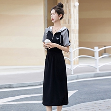 休闲时尚运动风卫衣连衣裙女2025夏季新款小个子连帽收腰气质长裙，女装连衣裙，琦鑫阁（原依鑫阁）