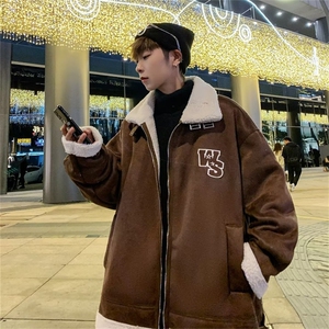 美式复古麂皮绒服男冬季羊羔毛衣外套设计感袄 W6508-P95图片