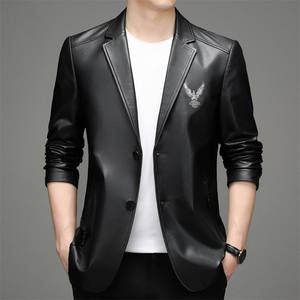 DLSN8050-1秋冬新款海宁男士胎牛皮皮衣皮西服休闲男装外套图片