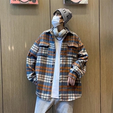 小香风夹克男春季复古潮牌格子外套男生休闲痞帅上衣，男装夹克，星座410-7