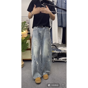宽松阔腿裤男牛仔裤长裤A20-P50图片