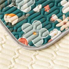 2024新款凉感丝乳胶凉席泫雅花-绿，夏凉用品空调软席，昊翔家纺