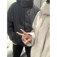 现货5W件冬季三防重磅boxy短款羽绒连帽PU皮棉衣外套防风加厚棉服，男装棉衣，电商A486