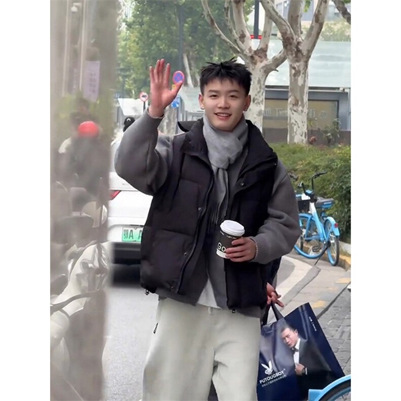 现货5W件冬季三防硬挺boxy短款立领棉衣马夹外套加厚马甲保暖棉服,男装棉衣,电商A486-1